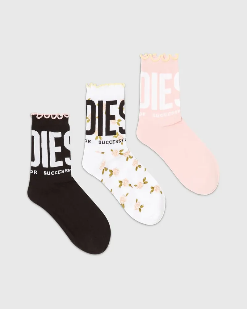 Diesel Socken mit Rüschenkante im Dreierpack - Socken - Damen - Bunt Bunt
