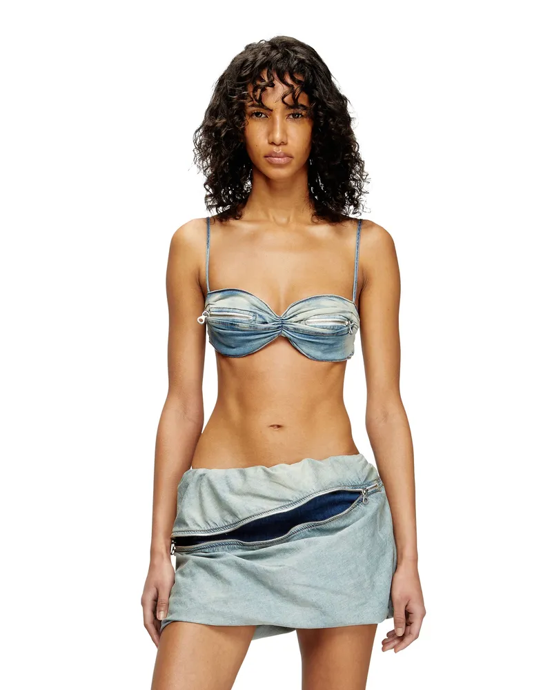 Diesel Top aus Denim mit Reißverschlusstaschen - Oberteile - Damen - Blau Blau