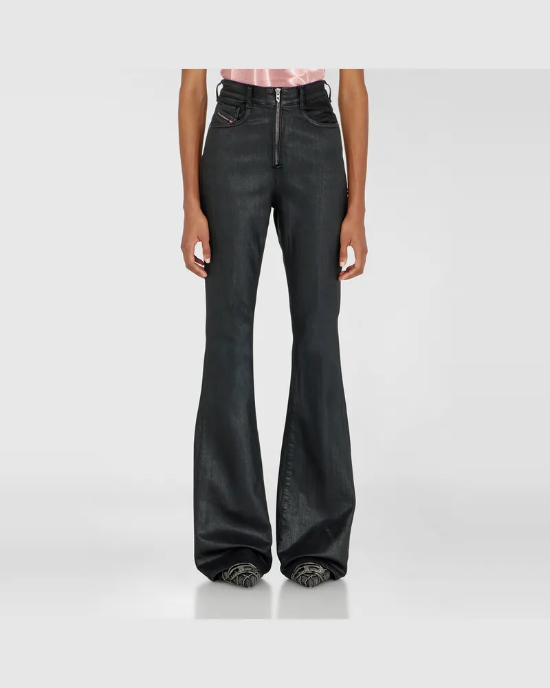 Diesel Bootcut Jeans High Waist 1973 D-Partt, Schwarz/Dunkelgrau, Reißverschluss Schwarz