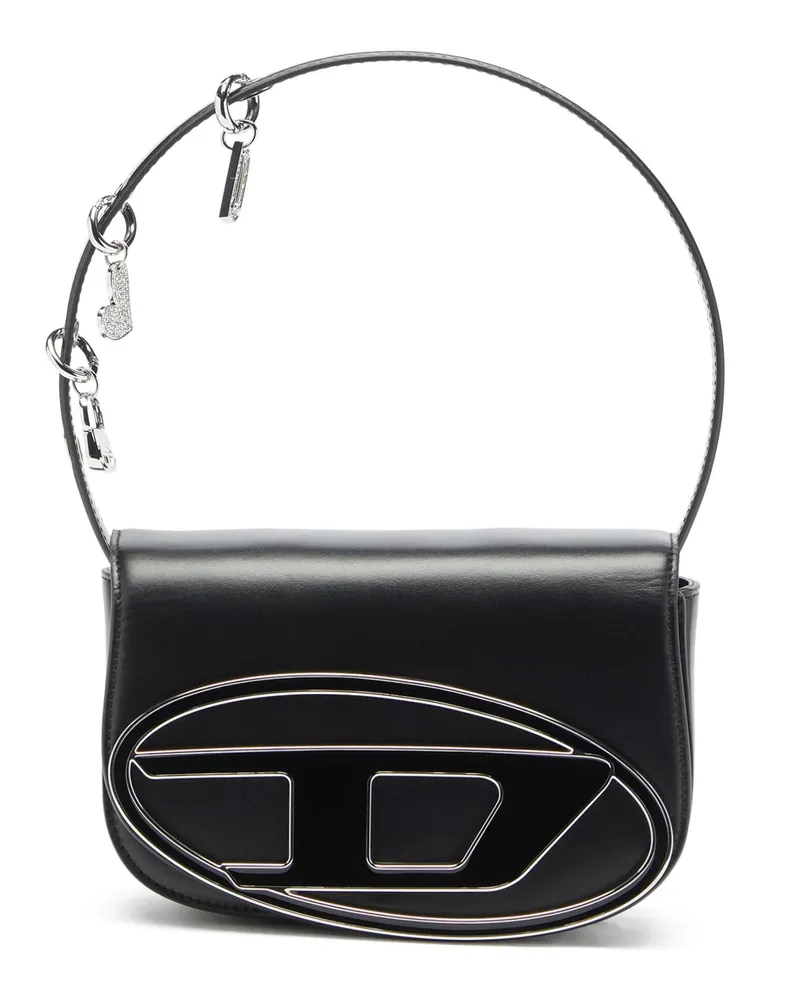 Diesel 1DR - Ikonische Schultertasche aus Leder mit Henkel-Charms - Schultertaschen - Damen - Schwarz Schwarz