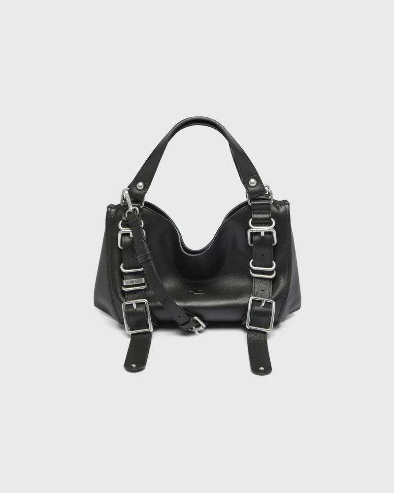 Diesel D-One-Small Henkeltasche aus behandeltem Leder - Handtaschen - Damen - Schwarz Schwarz