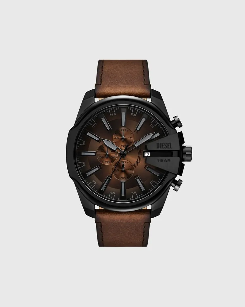 Diesel Mega Chief Slim Armbanduhr aus braunem Leder - Uhren - Herren - Braun Braun