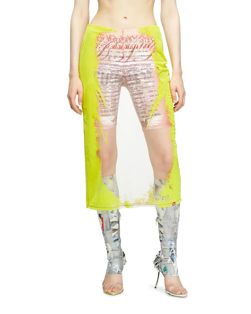 Diesel Mehrlagiger Midi-Rock mit Text-Print - Röcke - Damen - Bunt Bunt