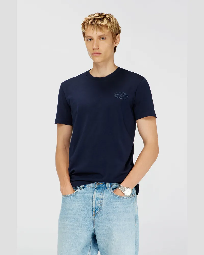 Diesel T-Shirt aus Baumwolle mit Oval D Logo - T-Shirts - Herren - Blau Blau