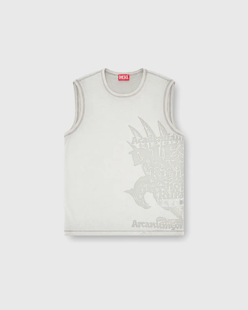 Diesel Ärmelloses Jersey-Top mit geprägten Grafiken - T-Shirts - Herren - Grau Grau