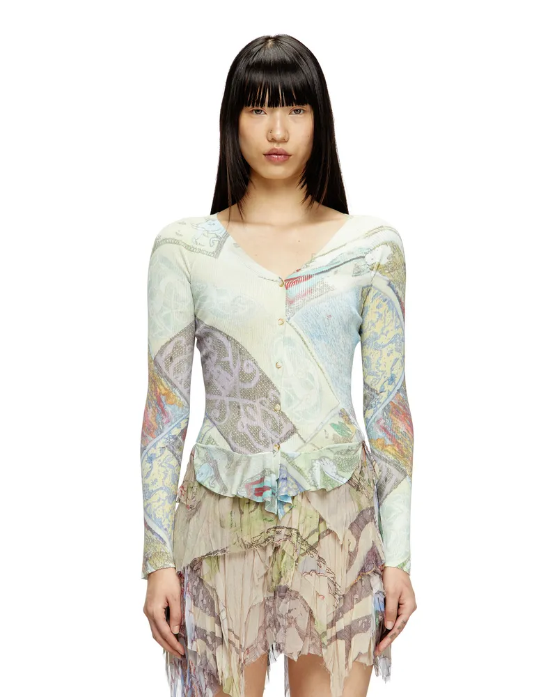 Diesel Verkürzter Cardigan mit mittelalterlichem Print - Strickwaren - Damen - Bunt Bunt