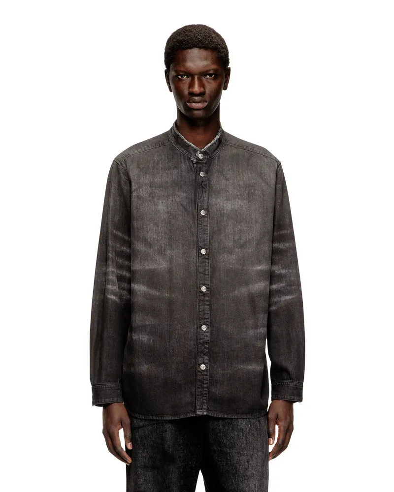Diesel Hemd aus vielgetragenem Wabenmuster-Denim - Denimhemden - Herren - Grau Grau