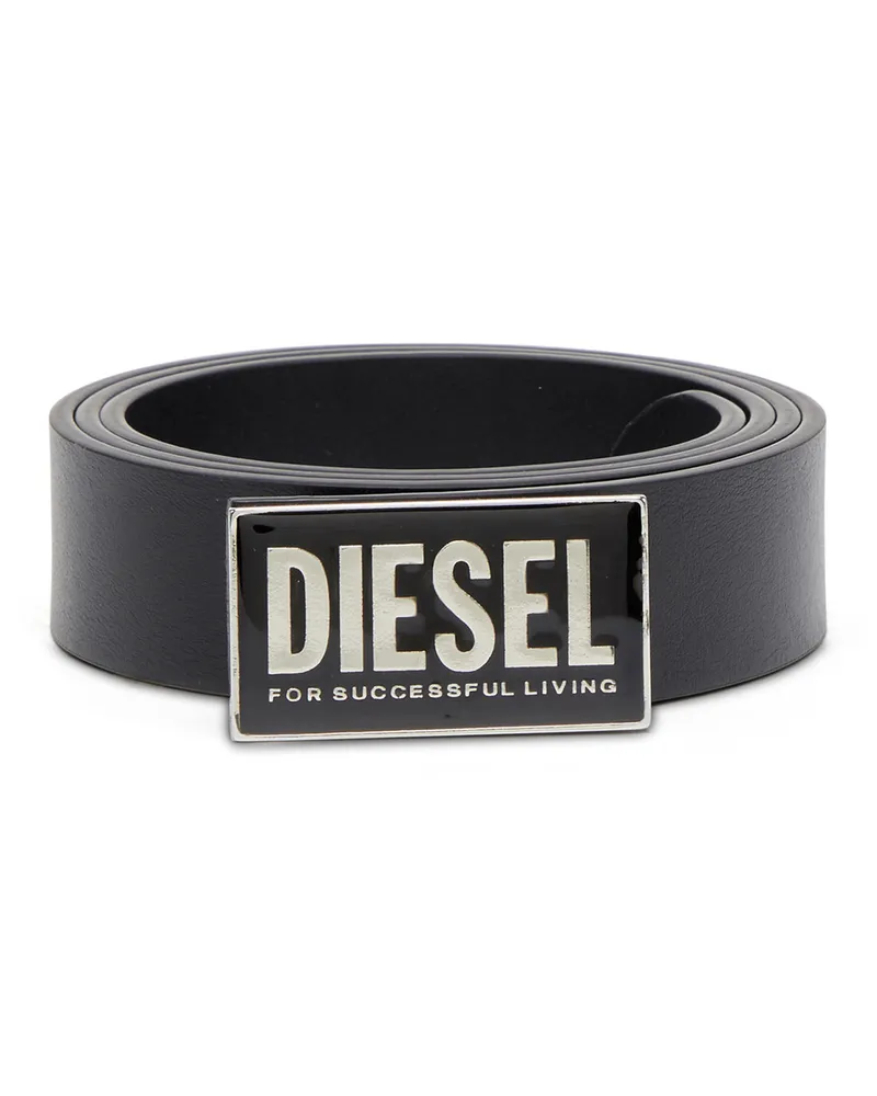Diesel 3cm Gürtel aus Leder mit glänzender Logo-Schließe - Gürtel - Herren - Schwarz Schwarz