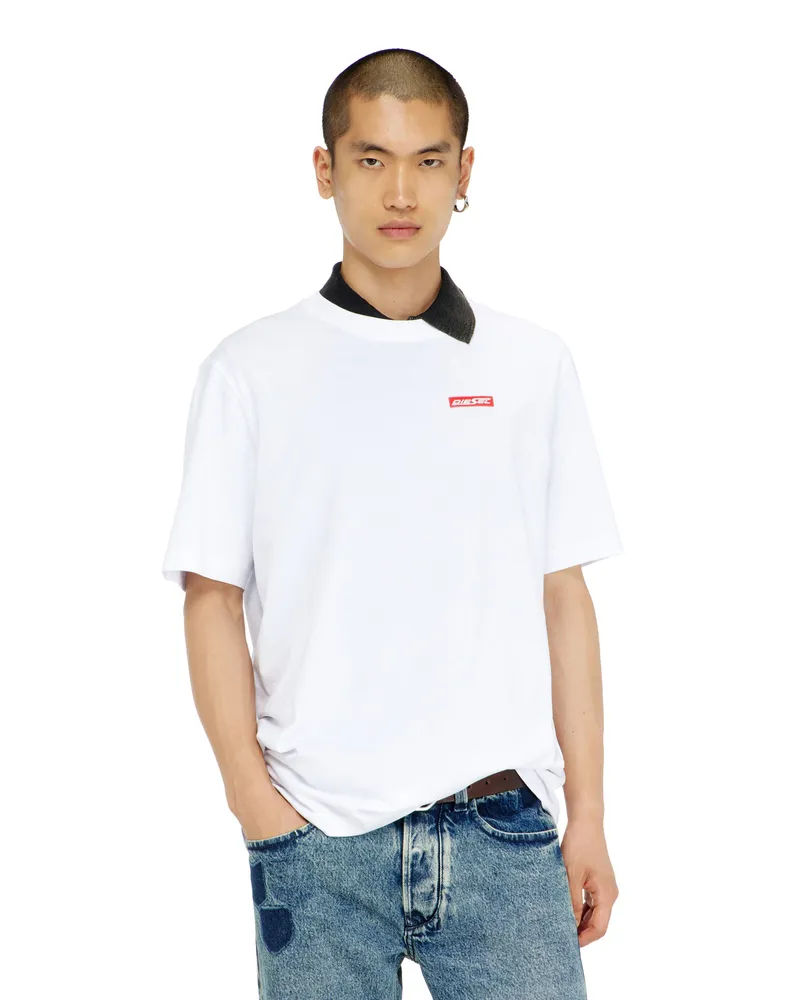 Diesel T-Shirt aus Baumwolle mit Logo patch - T-Shirts - Herren - Weiss Weiss