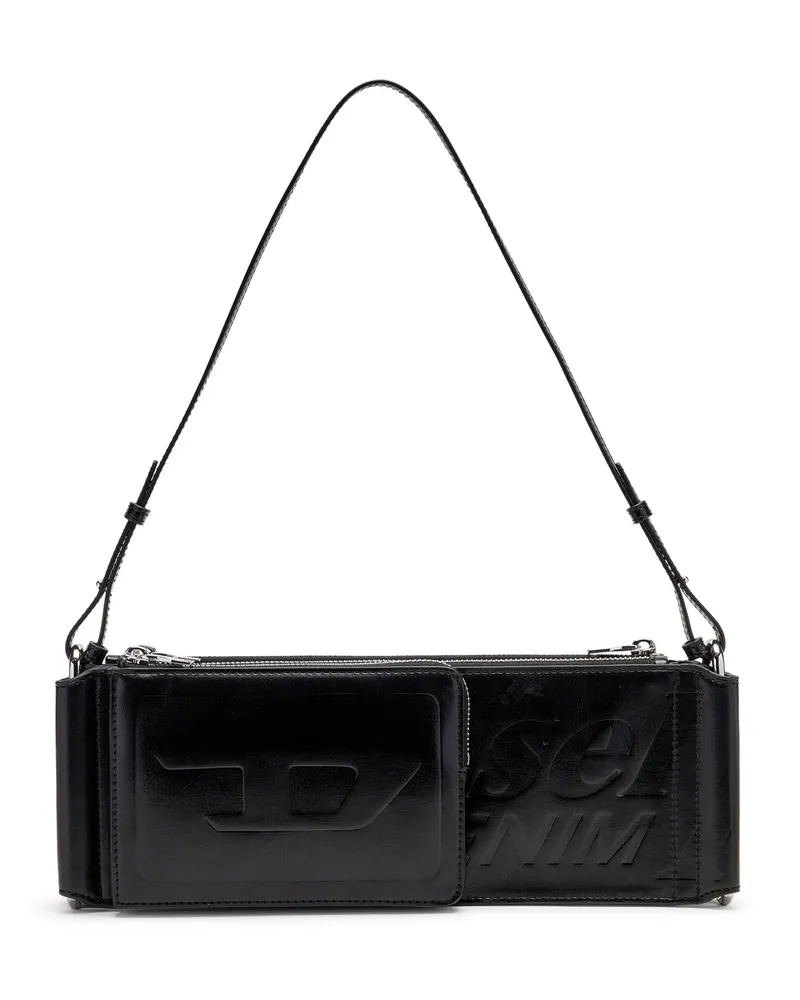 Diesel Flag-D-Modular Schultertasche mit geprägtem Logo - Schultertaschen - Unisex - Schwarz Schwarz