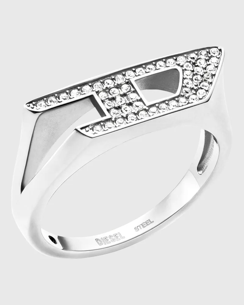 Diesel Siegelring aus Edelstahl mit Glitzereffekt - Ringe - Unisex - Silber Silber