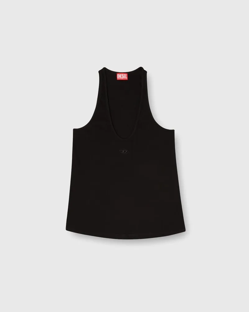 Diesel Geripptes Tanktop mit Oval D - T-Shirts - Damen - Schwarz Schwarz