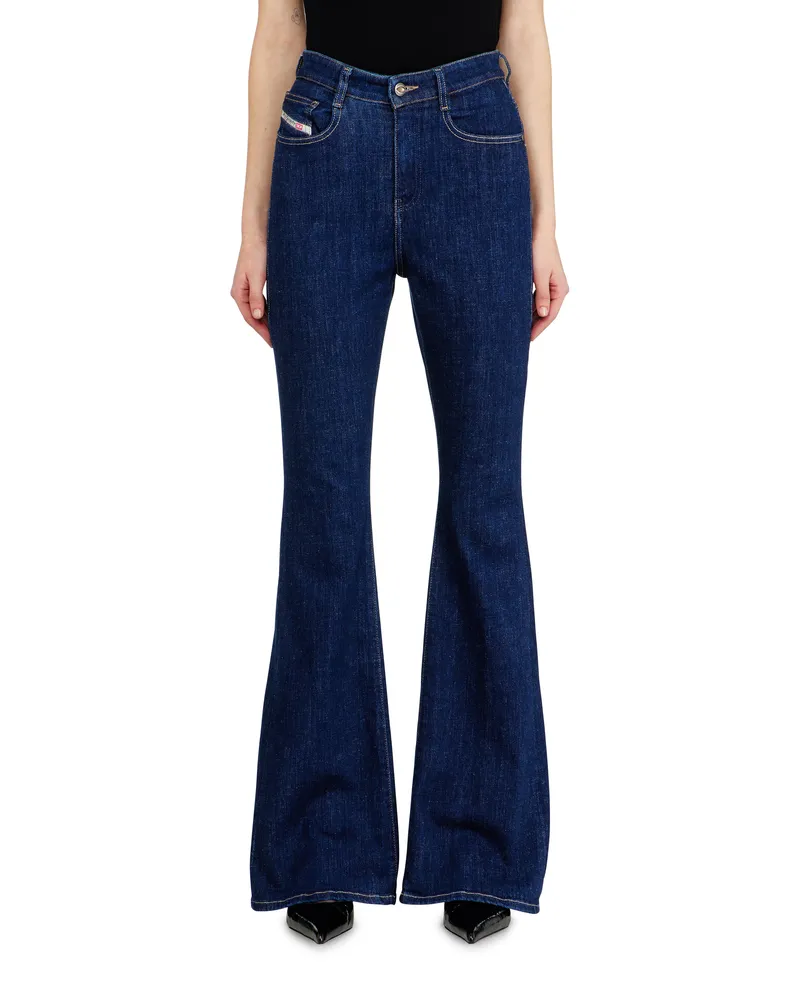 Diesel Bootcut Jeans High Waist 1973 D-Partt, Dunkelblau, Reißverschluss Blau