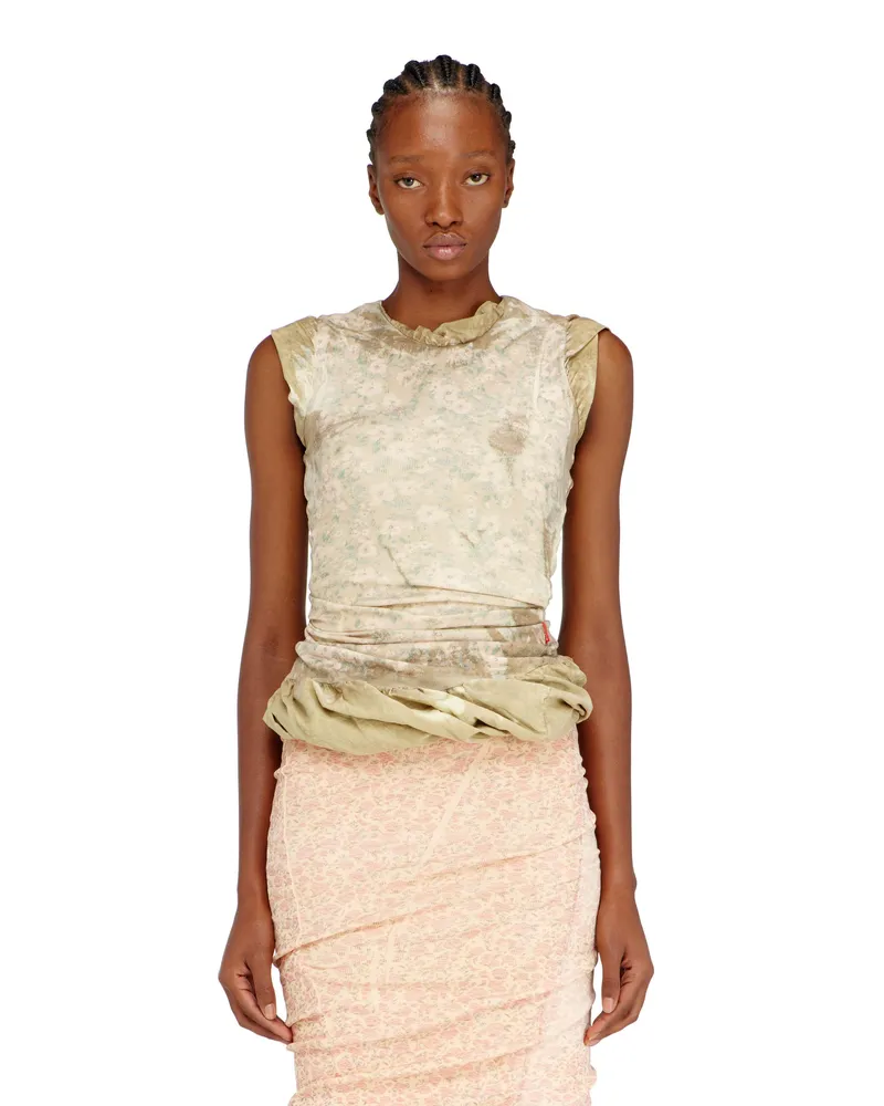 Diesel Lagen-Top mit Bleached-Effekt - Oberteile - Damen - Grün Grün