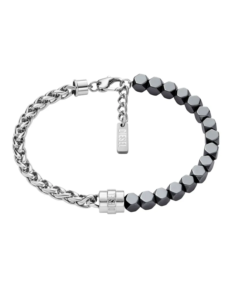 Diesel Armband mit Edelstahl- und Hämatitperlen - Armbänder - Unisex - Silber Silber