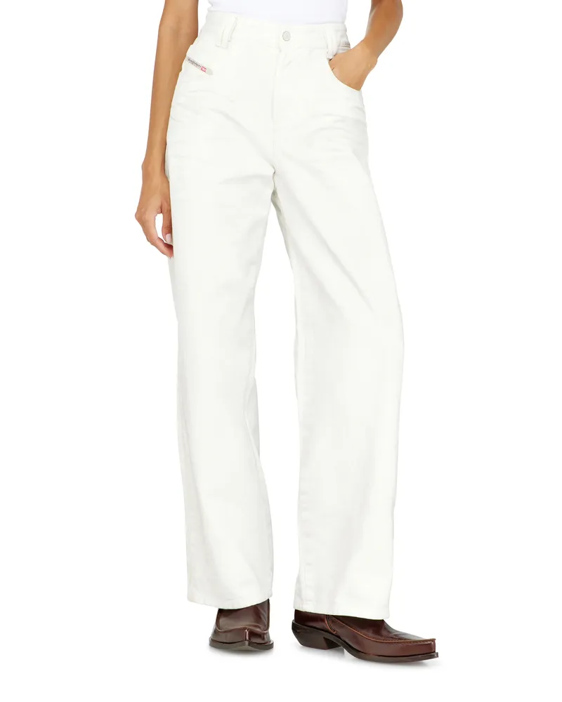 Diesel Relaxed Jeans High Waist 1982 D-Hakou, Weiß, Knopfverschluss Weiss