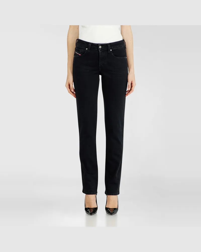 Diesel Slim Jeans Low Waist 1992 D-Jiann, Schwarz/Dunkelgrau, Knopfverschluss Schwarz