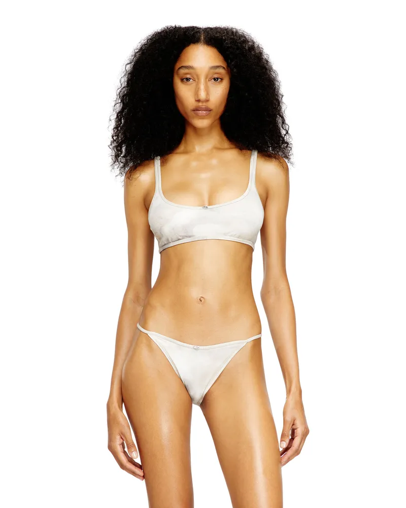 Diesel Geripptes Bikini-Oberteil mit Tarnmuster - BHs - Damen - Weiss Weiss