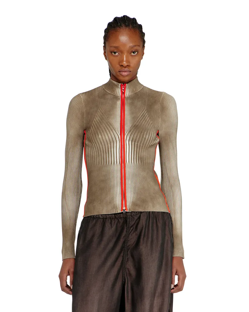 Diesel Gerippte zip-Strickjacke mit kontrastierenden Streifen - Strickwaren - Damen - Bunt Bunt