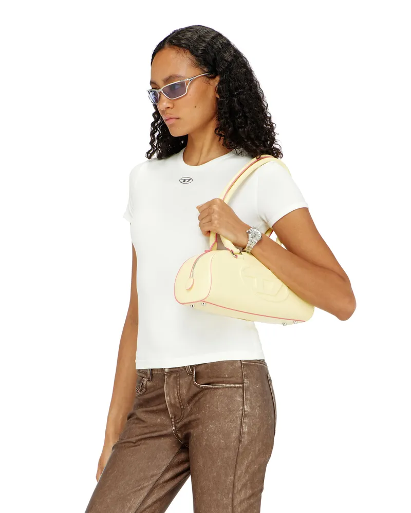 Diesel Schmal geschnittenes T-Shirt mit metallischem Oval D - T-Shirts - Damen - Weiss Weiss