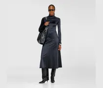 Fließendes Midikleid mit Rollkragen - Kleider - Damen - Schwarz