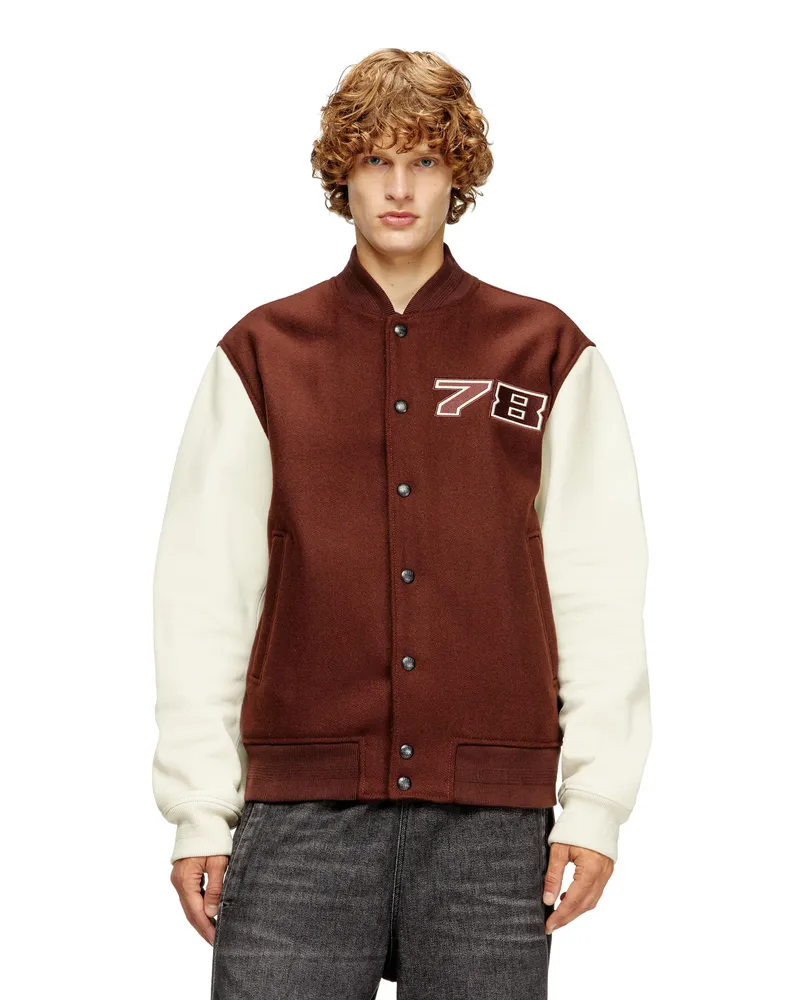 Diesel Gepolsterte Bomberjacke aus Wolle und Leder - Lederjacken - Herren - Braun Braun