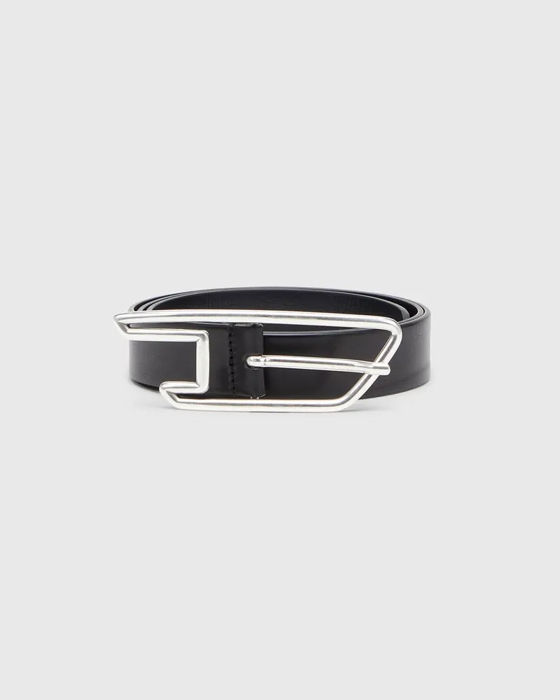 Diesel 3 cm breiter Ledergürtel mit D-Logo-Schnalle - Gürtel - Unisex - Schwarz Schwarz