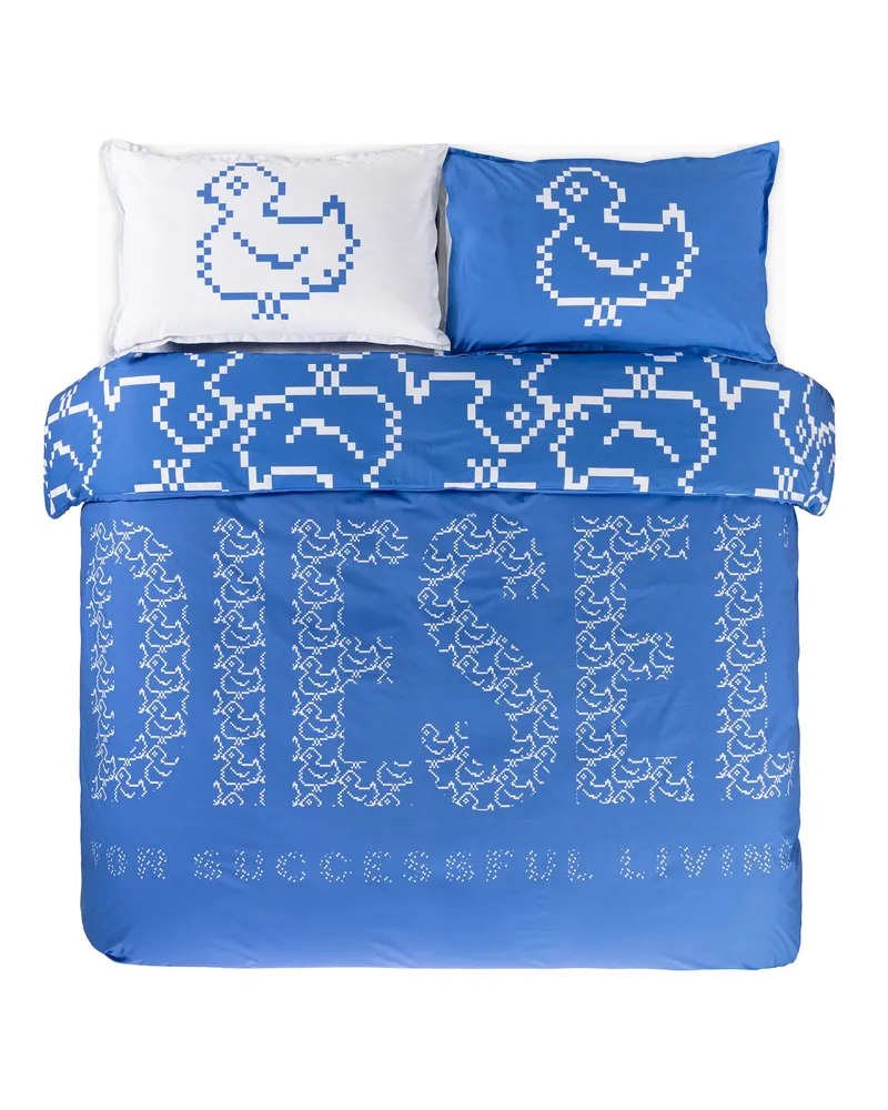 Diesel Perkal-Bettwäsche-Set für Queen-Size-Bett - Bettbezug - Unisex - Blau 