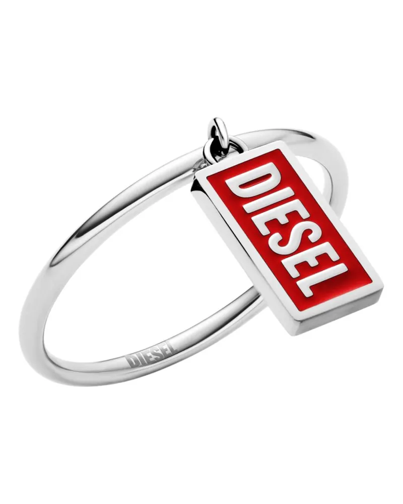 Diesel Ring mit Logo-Anhänger aus Edelstahl - Ringe - Unisex - Rot Rot