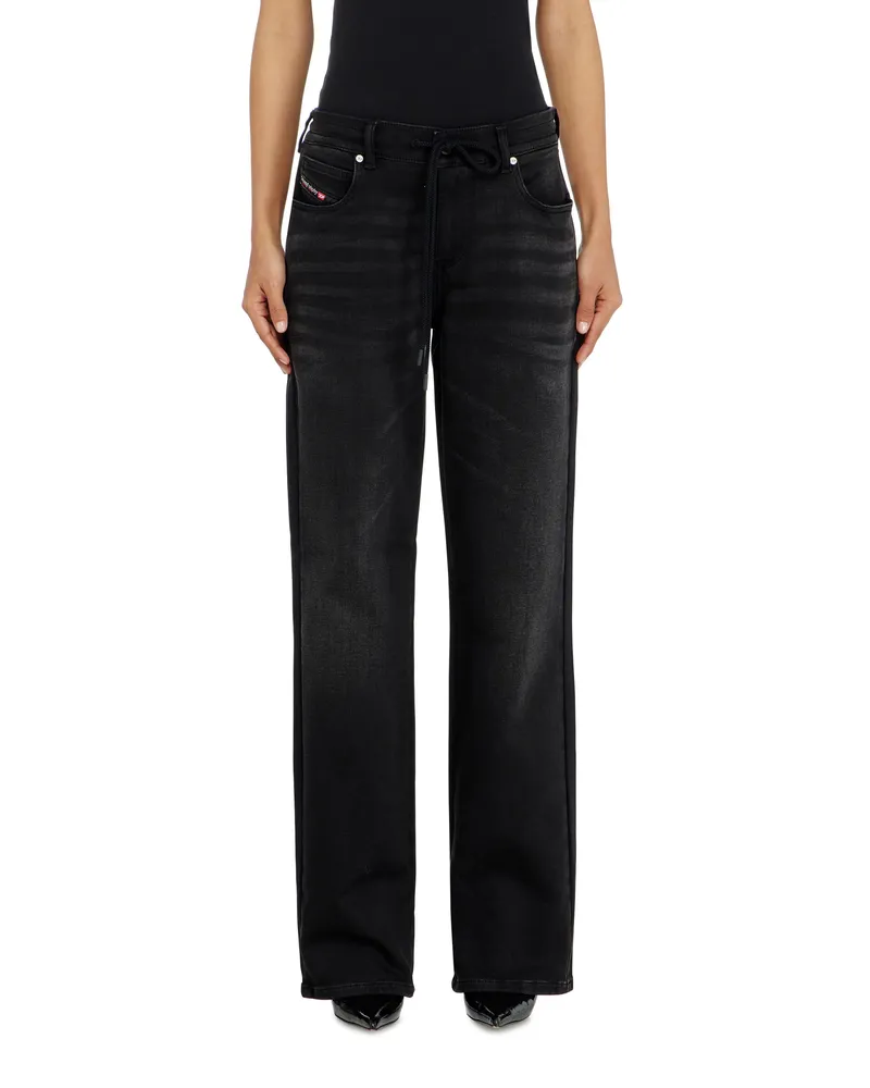 Diesel Regular Regular Waist 2071 D-Meel Joggjeans, Schwarz/Dunkelgrau, Reißverschluss Schwarz