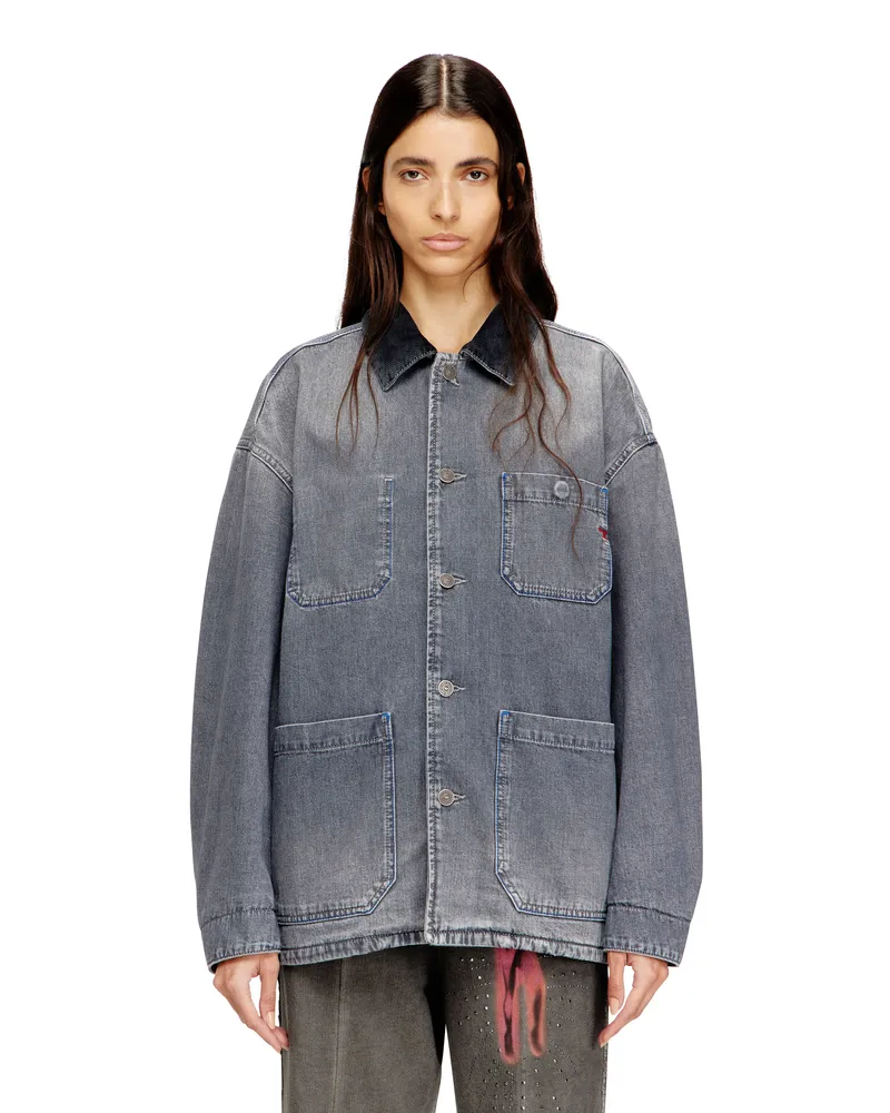 Diesel Utility-Denimjacke mit kontrastierendem Kragen - Denim jacken - Unisex - Grau Grau