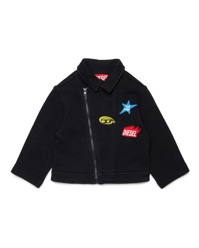 Diesel Baumwolljacke mit grafischen Aufnähern - Jacken - Unisex - Schwarz Schwarz