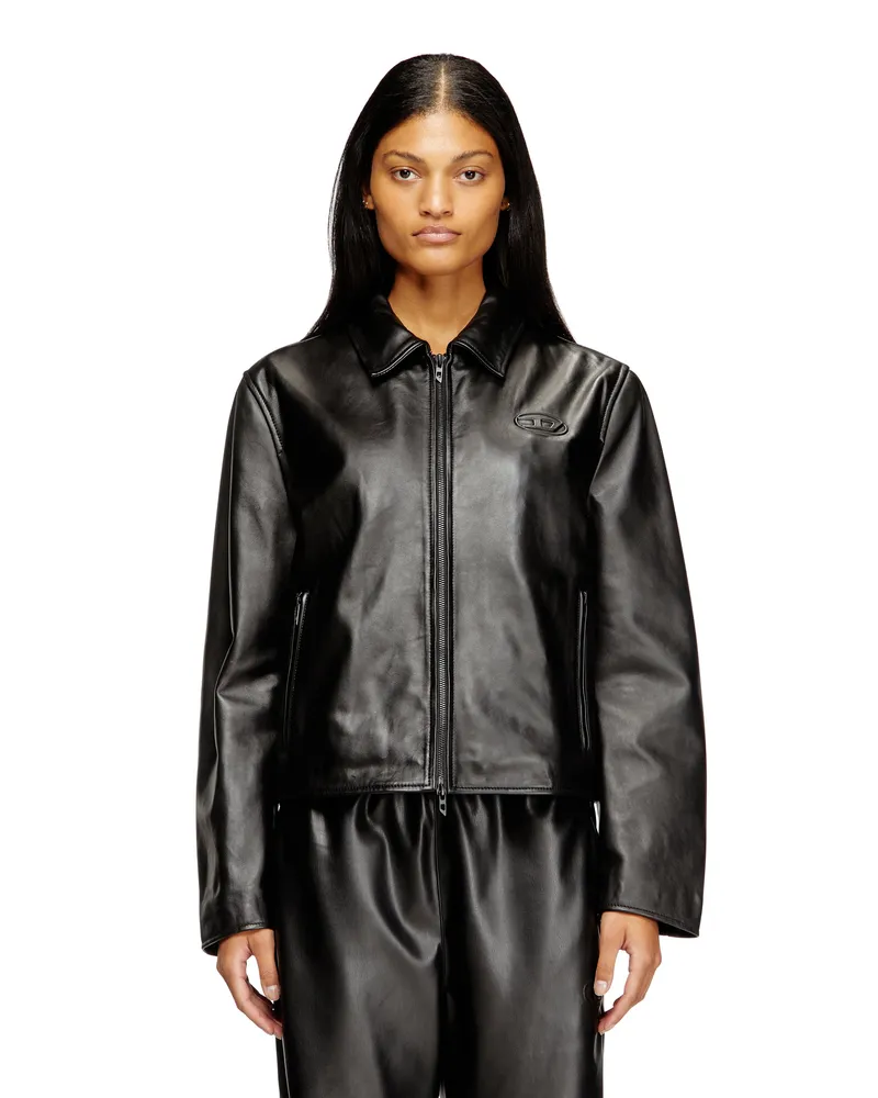 Diesel Coachjacke aus Leder - Lederjacken - Damen - Schwarz Schwarz