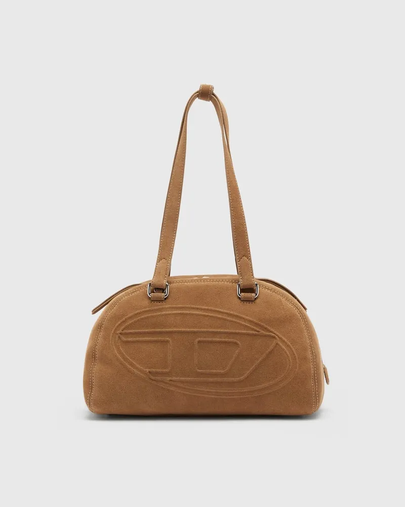 Diesel 1DR Dome-Suede Schultertasche mit Oval D Logo - Schultertaschen - Unisex - Beige Beige