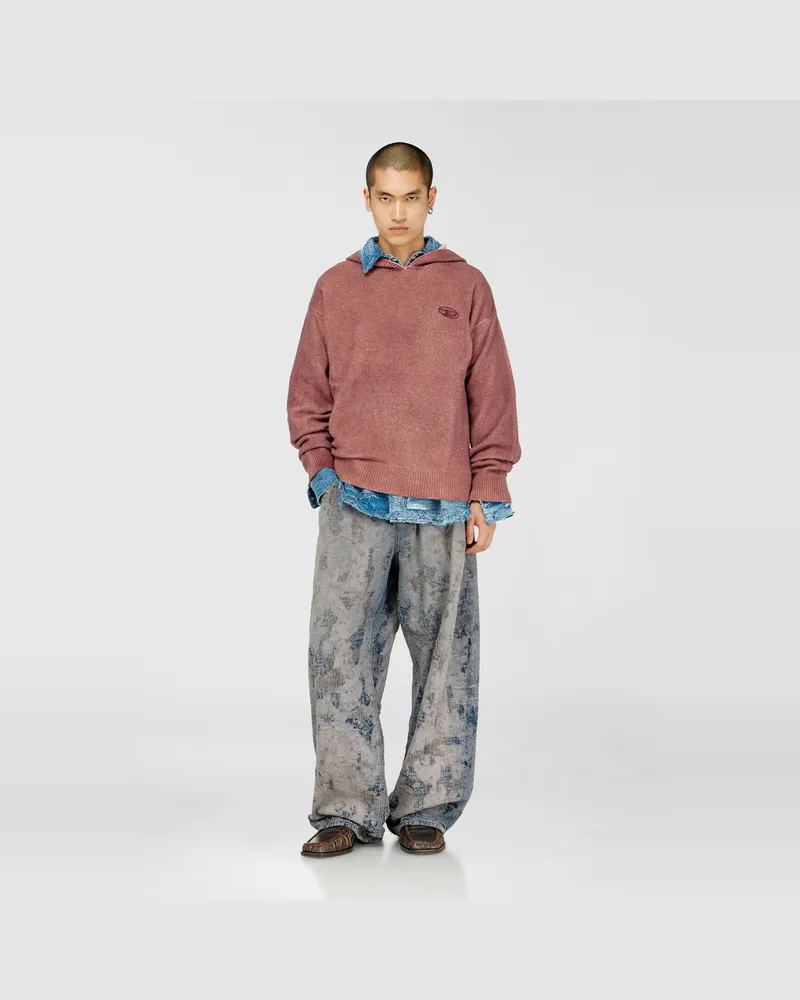 Diesel Doppelt gefärbtes Hoodie aus Wollmischstrick - Strickwaren - Herren - Rot Rot