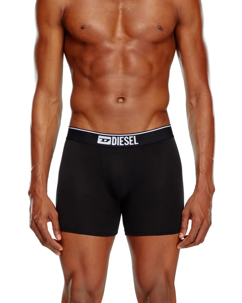 Diesel Einfarbige, lange Retropants im Dreierpack - Boxershorts - Herren - Schwarz Schwarz