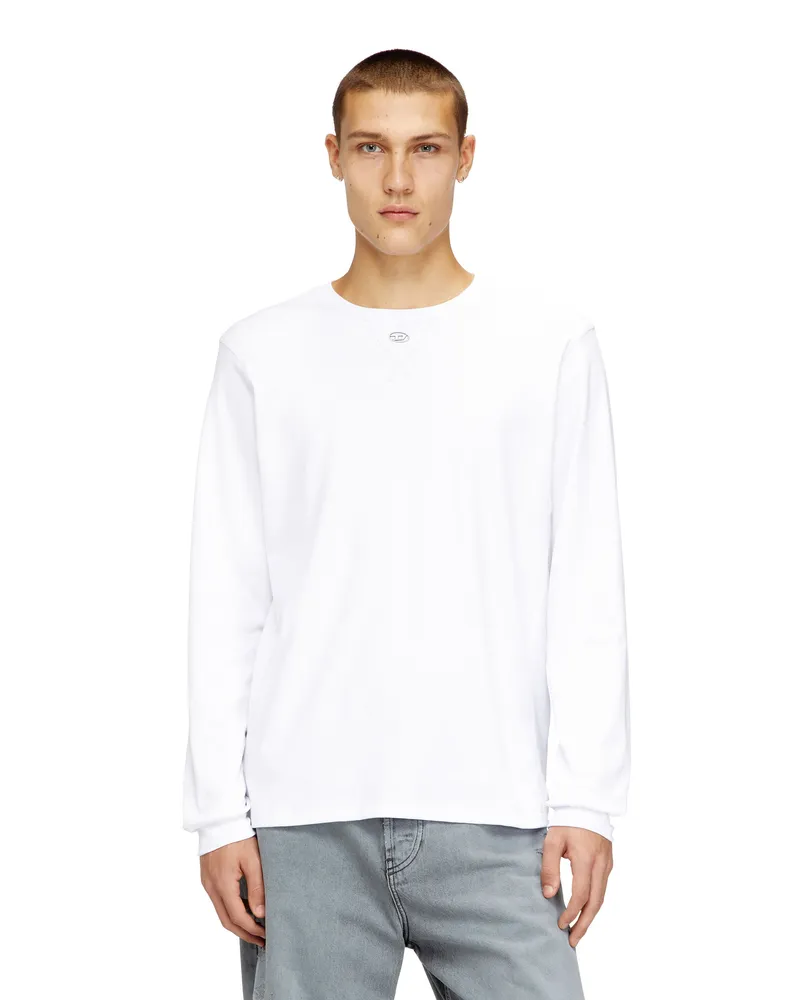 Diesel Baumwoll-Langarmshirt mit Oval D - T-Shirts - Herren - Weiss Weiss