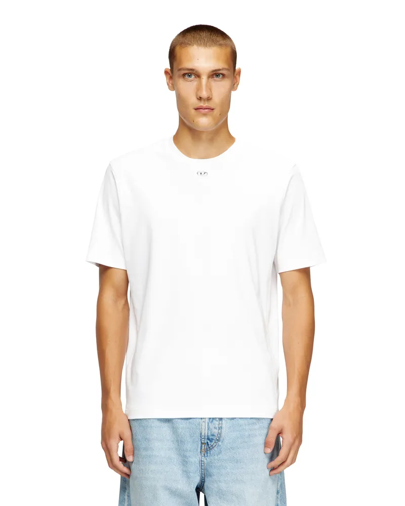 Diesel Reguläres T-Shirt mit Rundhalsausschnitt und ovalem D - T-Shirts - Herren - Weiss Weiss