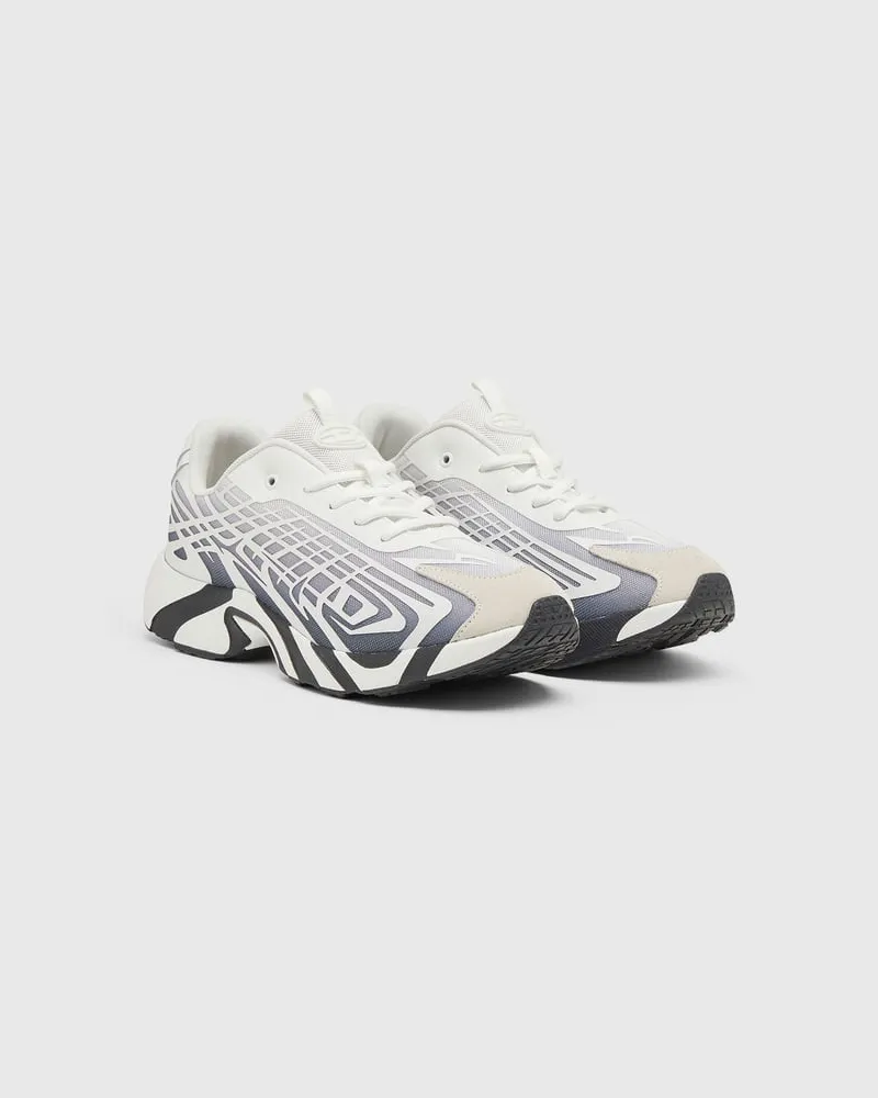 Diesel D-Vit-Sneaker aus gestreiftem Dégradé-Mesh - Sneakers - Herren - Weiss Weiss