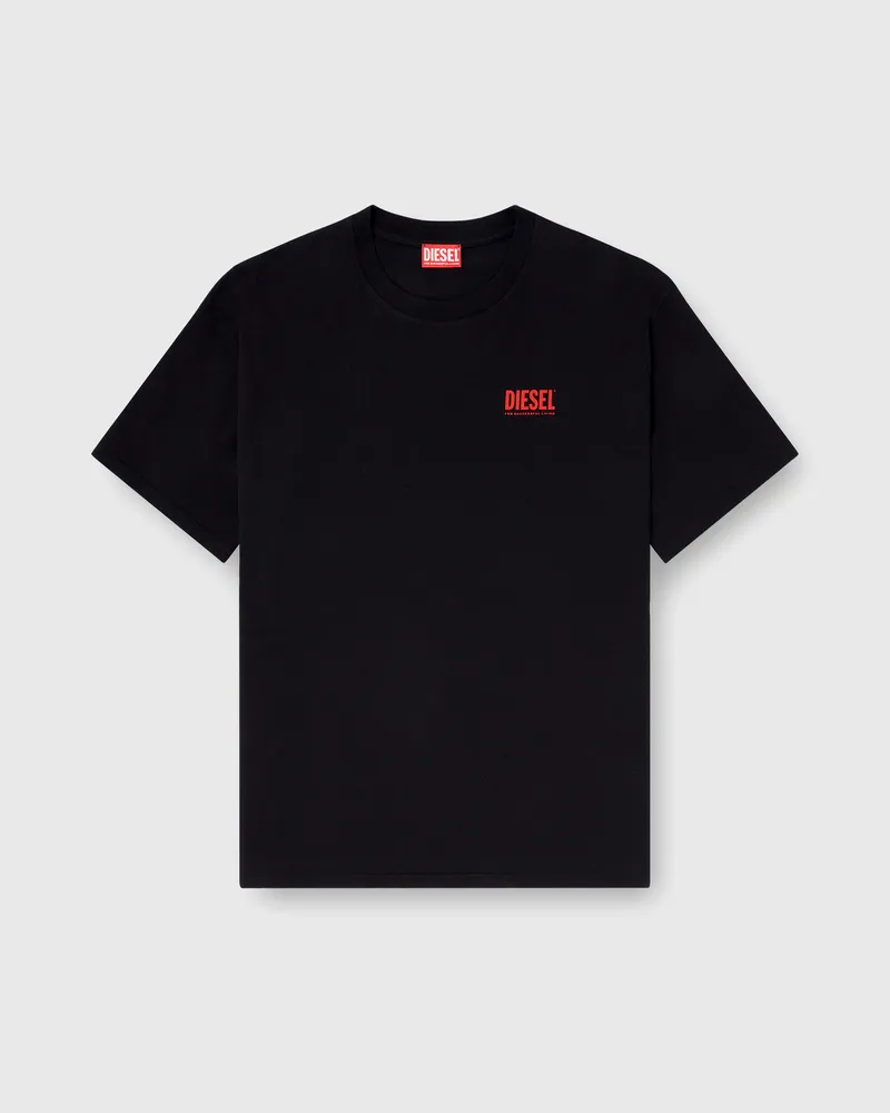 Diesel Baumwoll-T-Shirt mit Diesel-Biscotto-Print - T-Shirts - Herren - Schwarz Schwarz