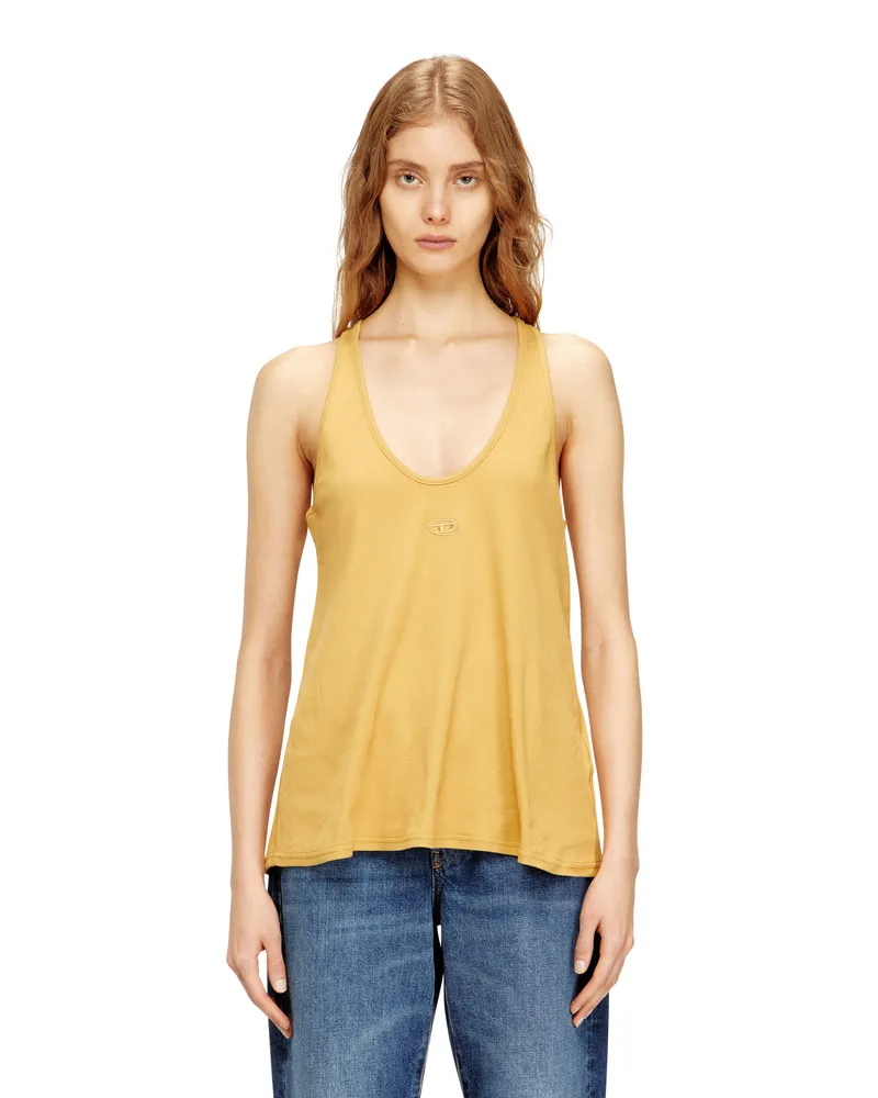 Diesel Geripptes Tanktop mit Oval D - T-Shirts - Damen - Orange Orange