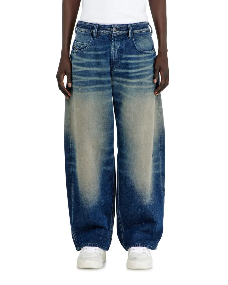 Diesel Relaxed Jeans Regular Waist 1997 D-Enim-M, Dunkelblau, Knopfverschluss Blau