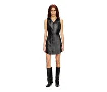 Kurzes Kleid aus Leder mit Reißverschluss - Kleider - Damen - Schwarz