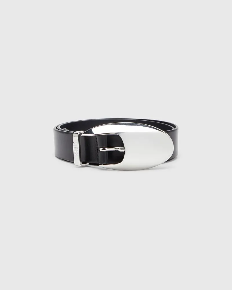Diesel 3 cm Gürtel aus Pull-up-Leder mit D-Schließe - Gürtel - Damen - Schwarz Schwarz