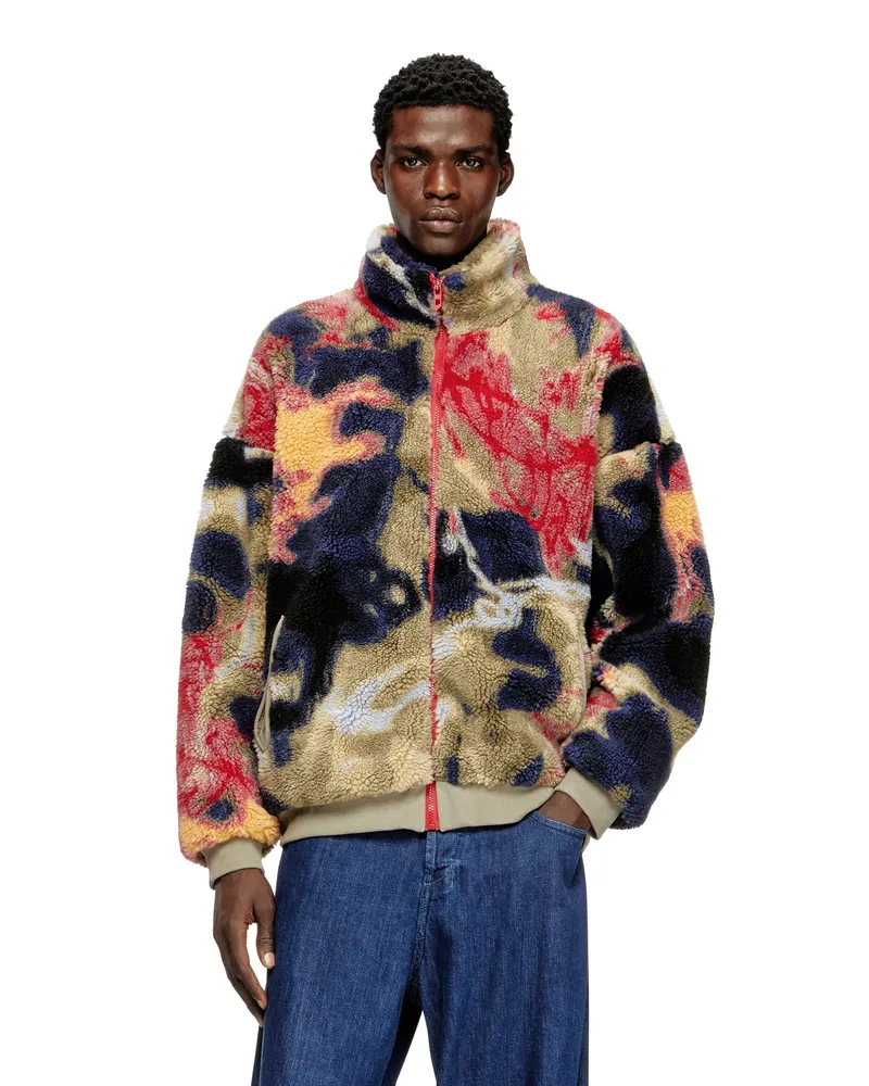 Diesel Teddy-Fleece-Jacke mit Graffiti-Motiv - Jacken - Herren - Bunt Bunt