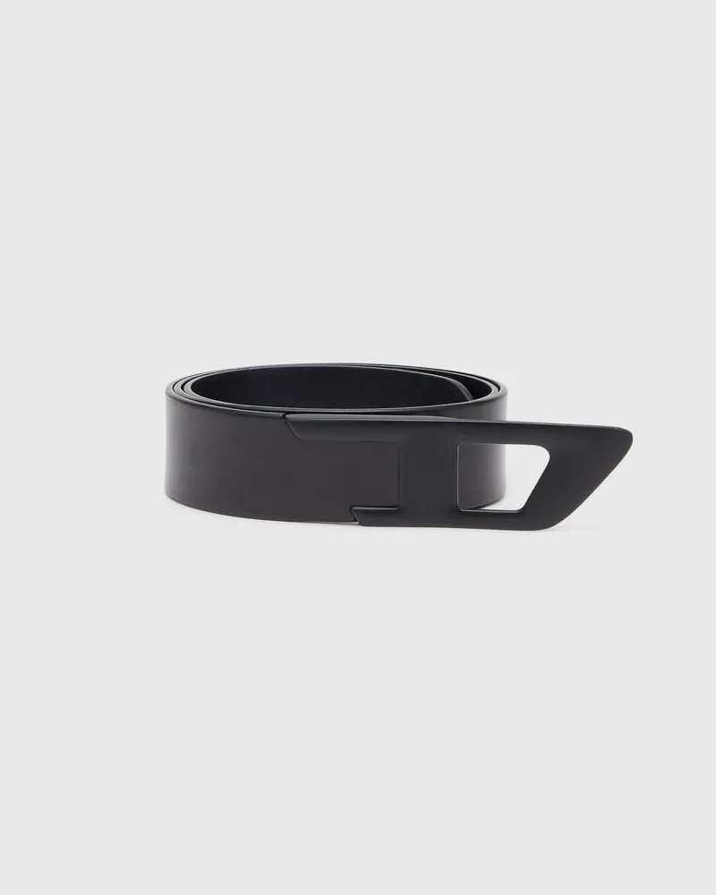 Diesel 4 cm Ledergürtel mit Metallschnalle in D-Form - Gürtel - Unisex - Schwarz Schwarz