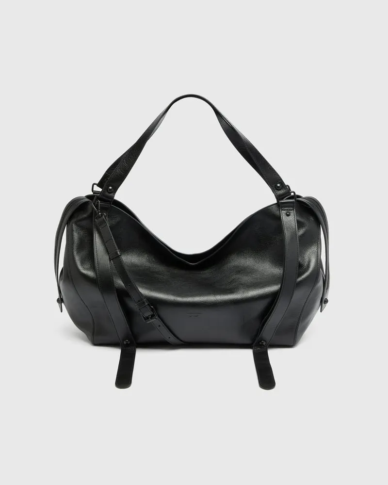 Diesel D-One-Large Henkeltasche aus Leder - Handtaschen - Unisex - Schwarz Schwarz
