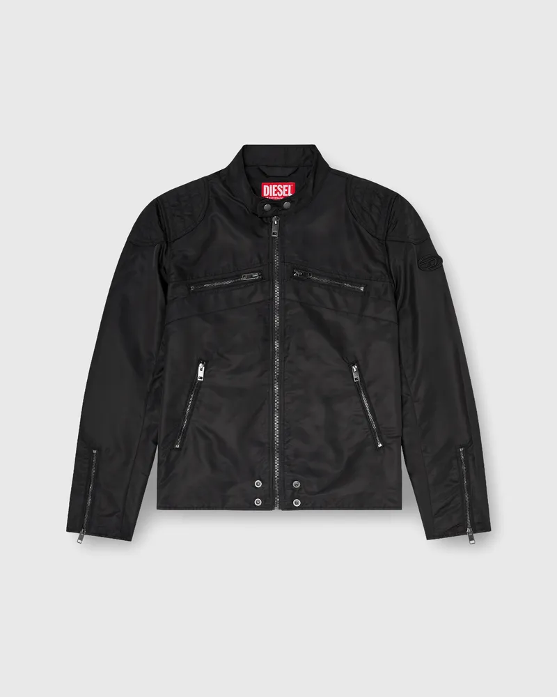 Diesel Nylonjacke mit gesteppten Schultern und Reißverschlusstaschen - Jacken - Herren - Schwarz Schwarz