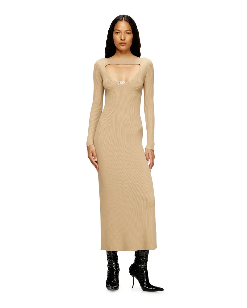 Diesel Midikleid aus Wolle mit Intarsienmuster - Kleider - Damen - Beige Beige