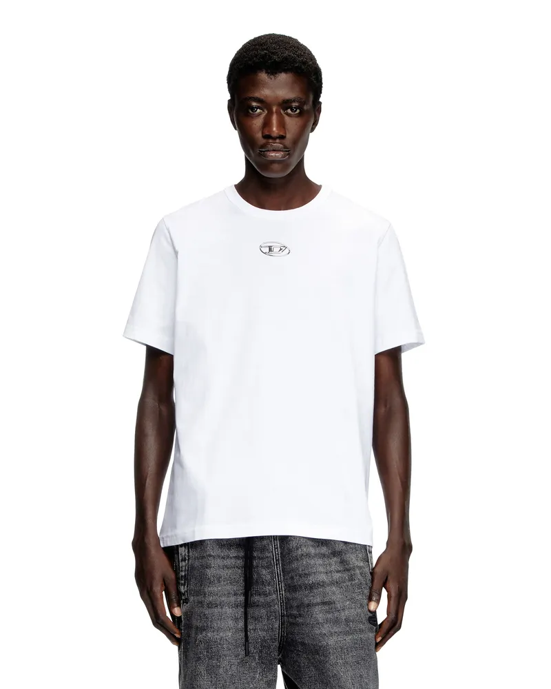 Diesel T-Shirt mit metallischem Oval D - T-Shirts - Herren - Weiss Weiss